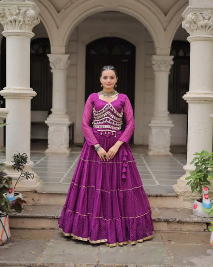 Moni 5047 Purple Color Leheriya Printed Navratri Lehenga Choli Collection 2025