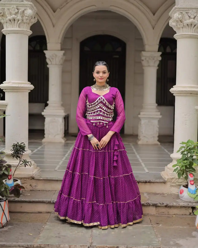 Moni 5047 Purple Color Leheriya Printed Navratri Lehenga Choli Collection 2025