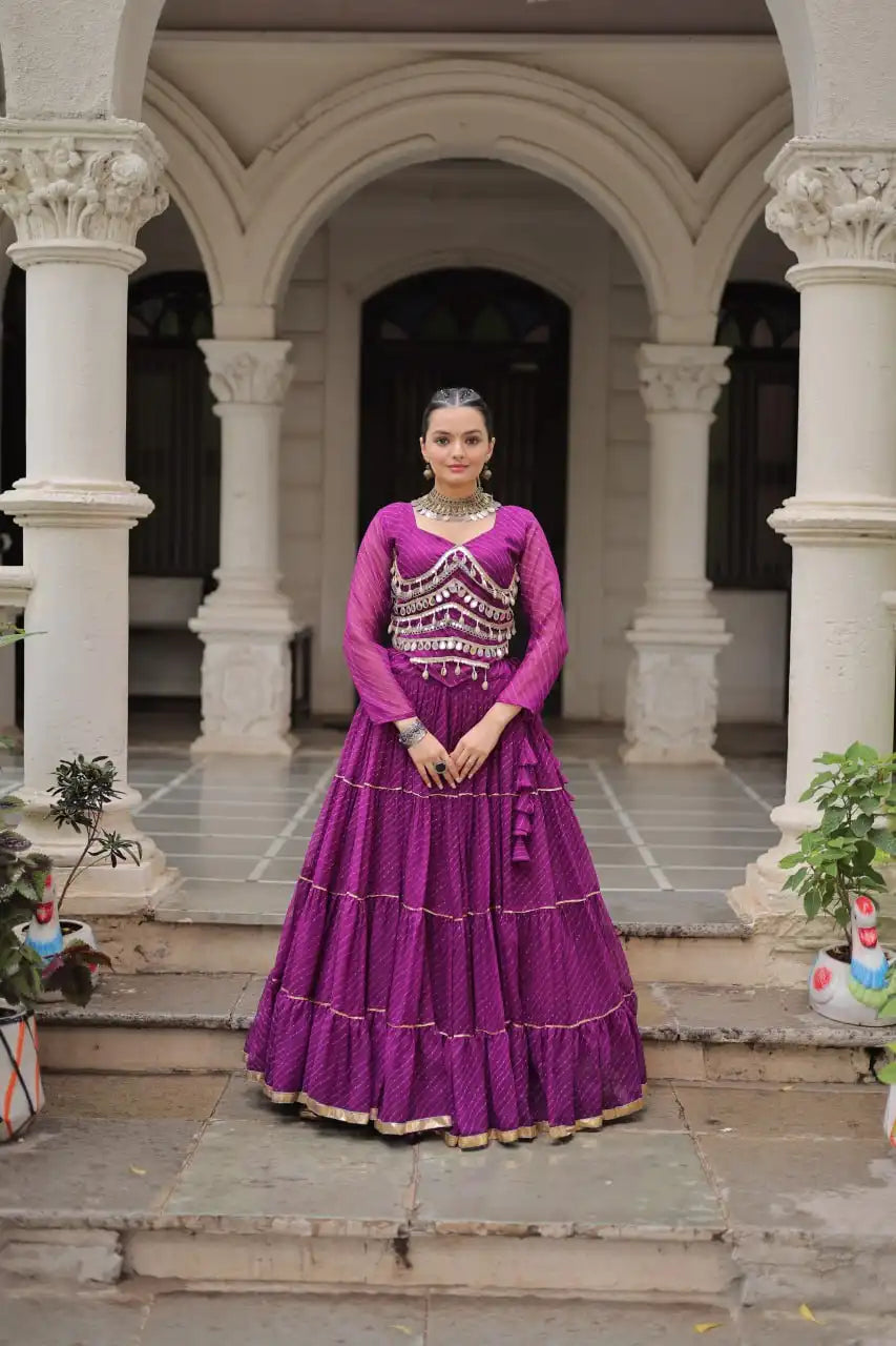 Moni 5047 Purple Color Leheriya Printed Navratri Lehenga Choli Collection 2025