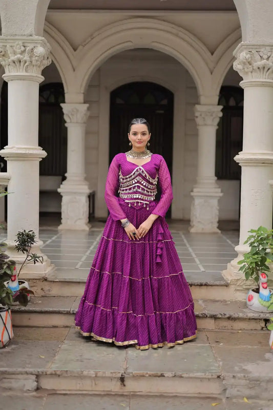 Moni 5047 Purple Color Leheriya Printed Navratri Lehenga Choli Collection 2025
