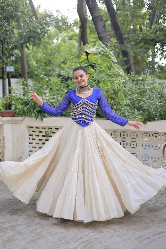 Moni 5048 Kora Cotton Blue Color Skirt Top Navratri Collection 2025