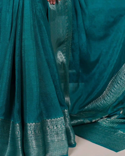 WMN 7916 Chinon Printed Zari Weaving Work Saree Collection
