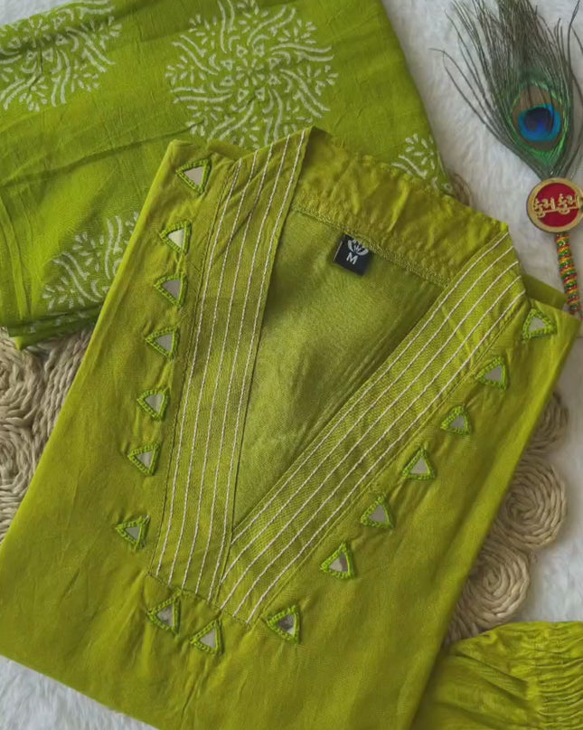KR 395 Parrot Cotton Designer Readymade Dress