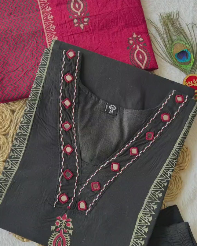 KR 399 Black Cotton Women Readymade Dress Collection