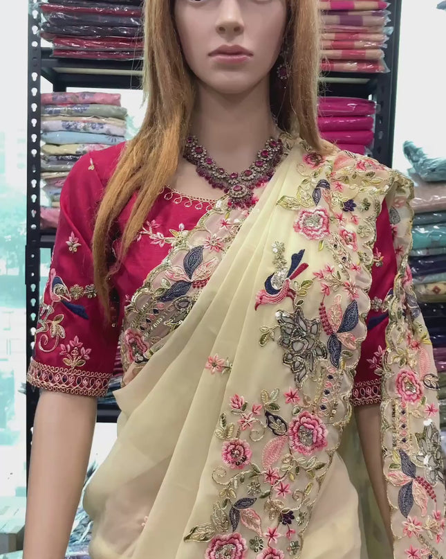 Kiara Onetara Georgette Embroidery Wedding Saree 2026