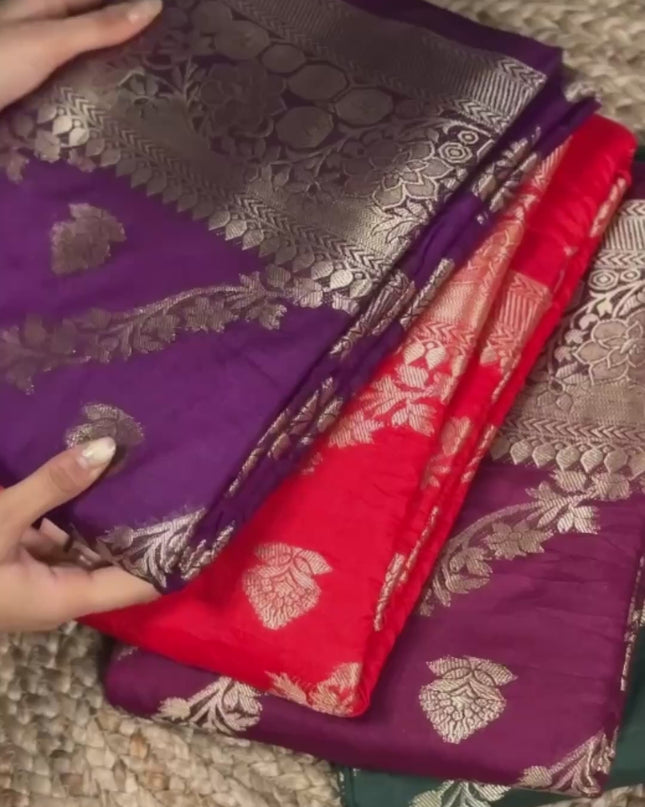 WMN 7914 Red Naylon Weaving Work Festival Saree