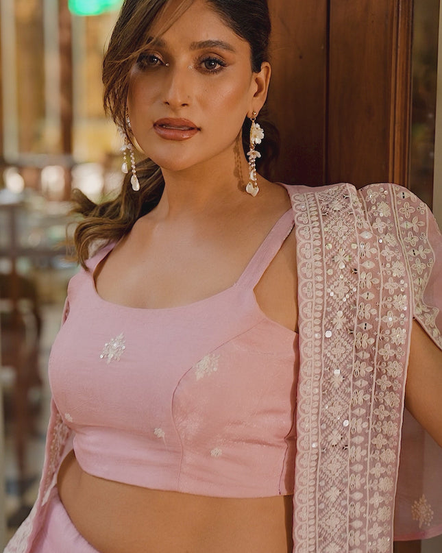 WMN 1119 Baby Pink Crush Fancy Lehenga Blouse With Koti Collection