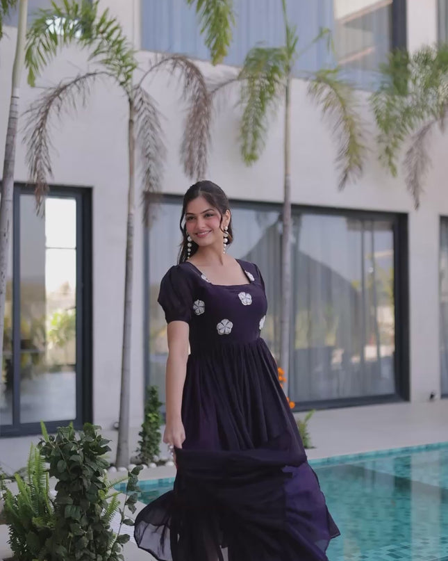 Moni 1224 Dark Purple Fendi Silk Frock Kurti Festival Collection