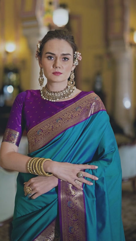 Rajpath Legender Contrast Border Purple Color 3012 Party Wear Saree