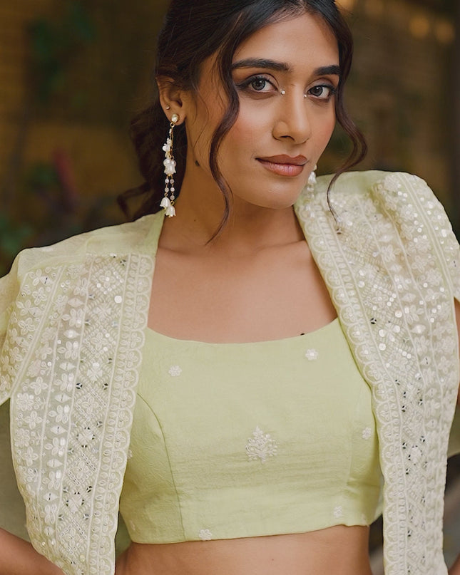 WMN 1119 Crush Fancy Lehenga Blouse With Designer Koti