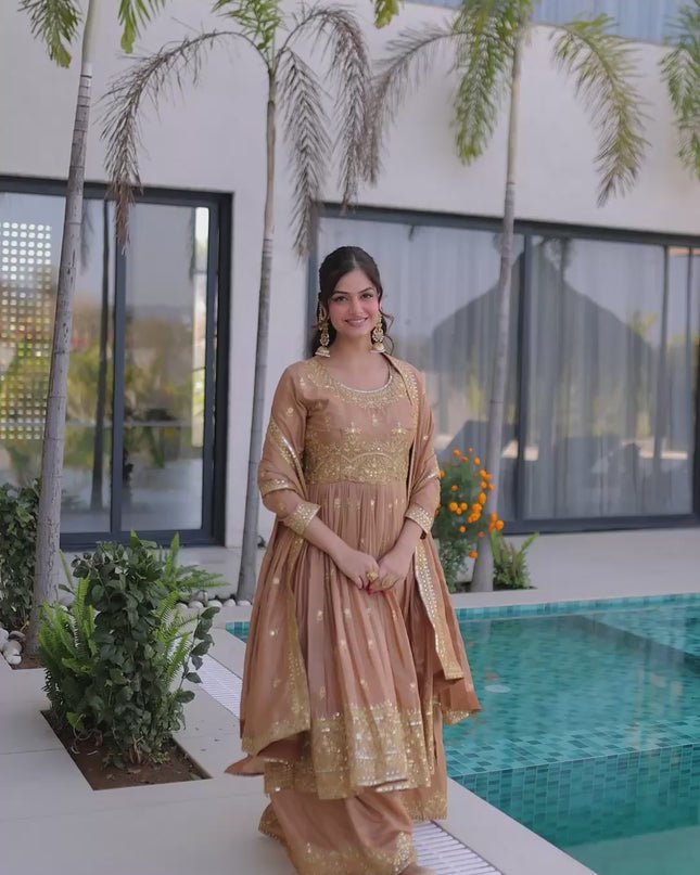 Moni 1233 Super Silk Sequins Embroidery Sharara Suit Collection