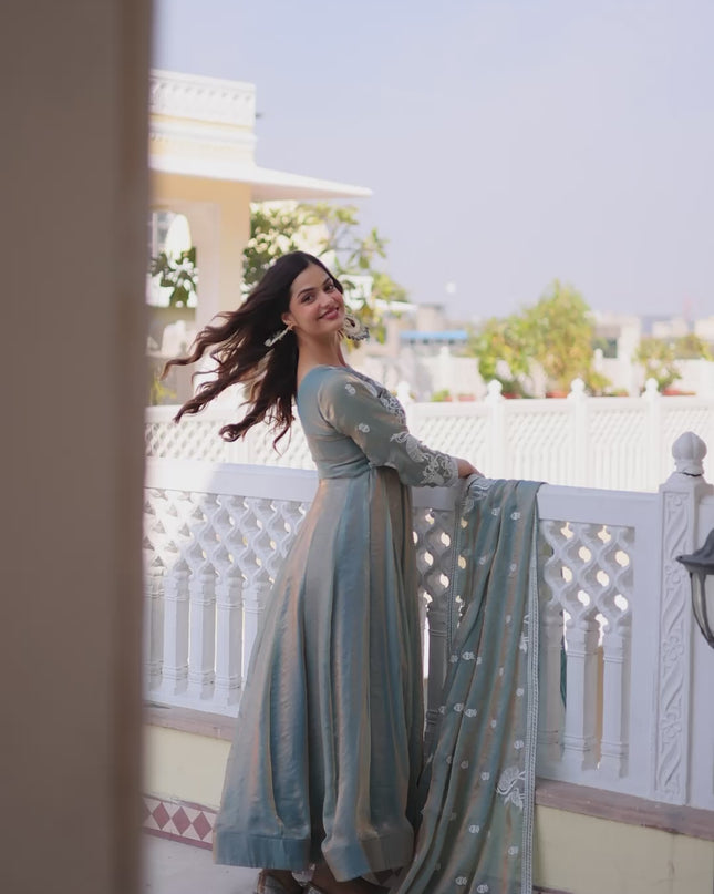 Mohini 9315 Fendi Satin Designer Festival Gown Dupatta