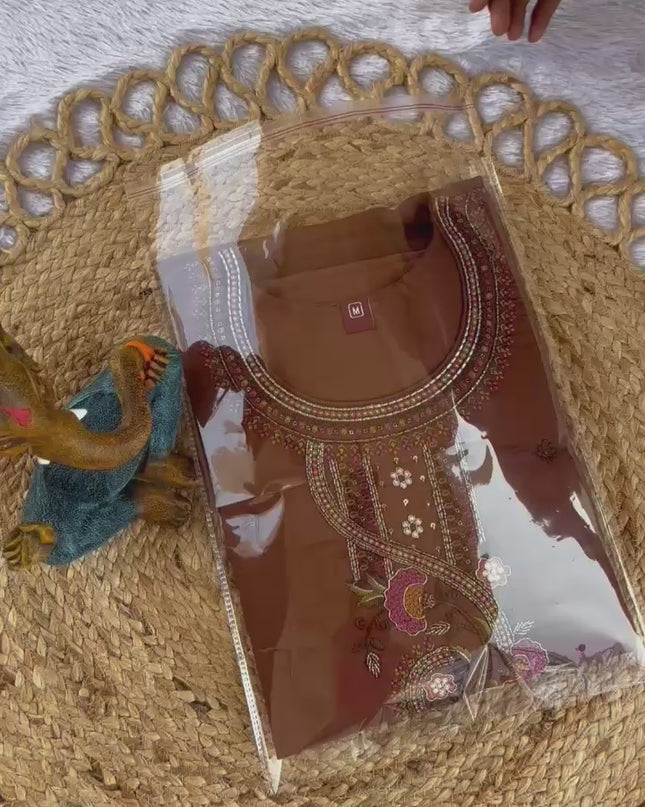 Lila 138 Brown Roman Silk Readymade Suit Collection