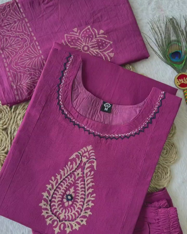 KR 396 Cotton Hand Block Printed Readymade Dress