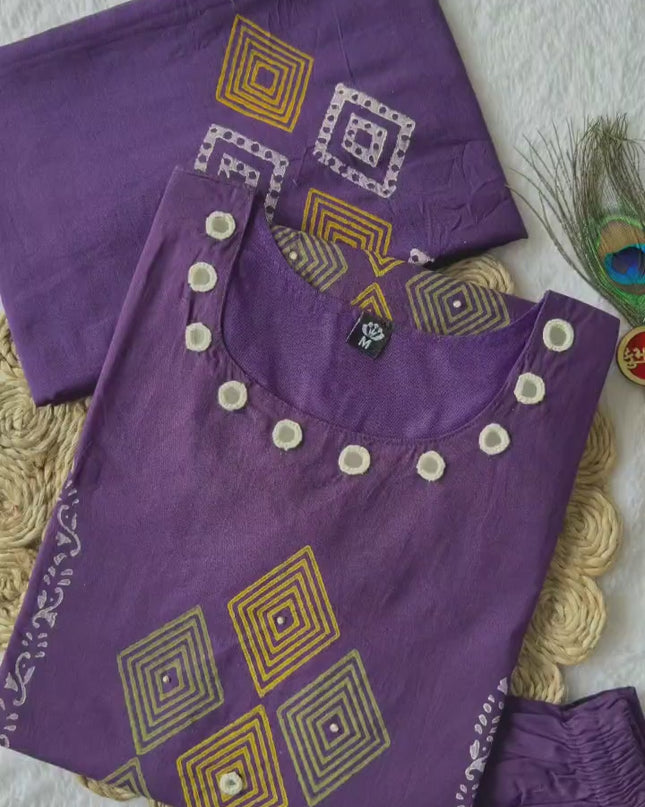 KR 393 Purple Cotton Designer Readymade Dress For Women
