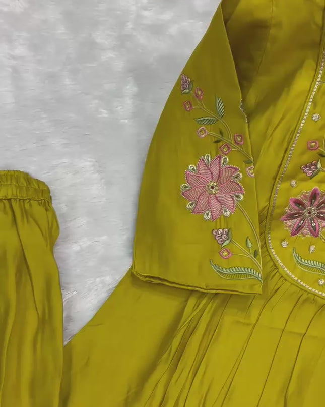 Lila 136 Popat Green Roman Silk Anarkali Readymade Suit