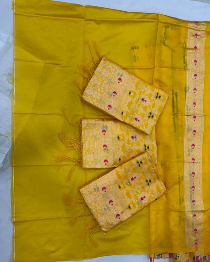 Rani 6080 Soft Lichi Silk Jacquard Work Haldi Festival Sarees