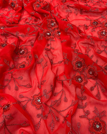 RBC Leela Red Faux Georgette Christmas Saree Collection