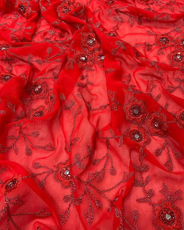RBC Leela Red Faux Georgette Christmas Saree Collection