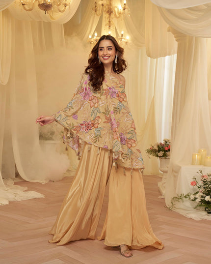 Sayuri Tamanna Cream Viscose Party Wear Indo Western