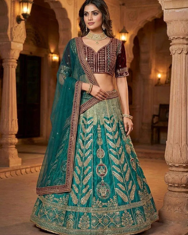 SBD 1806 Japan Satin Silk Sequins Embroidery Lehenga Choli