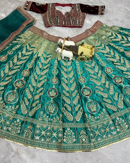 SBD 1806 Japan Satin Silk Sequins Embroidery Lehenga Choli