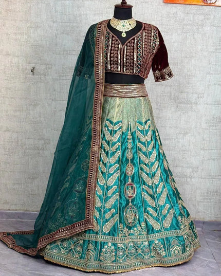 SBD 1806 Japan Satin Silk Sequins Embroidery Lehenga Choli