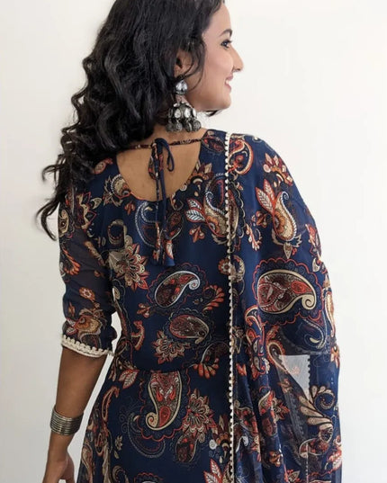 Shiv Vol 111 Nevy Blue Georgette Printed Kurtis
