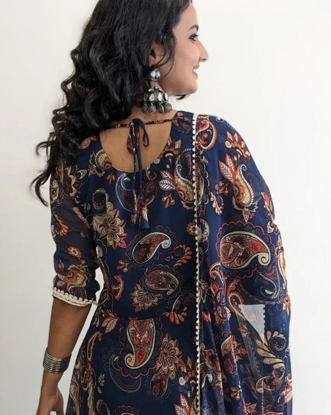 Shiv Vol 111 Nevy Blue Georgette Printed Kurtis
