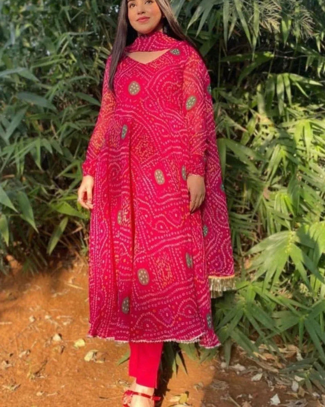Shiv Vol 114 Pink Delta Silk Bandhani Printed Gown