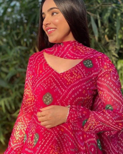 Shiv Vol 114 Pink Delta Silk Bandhani Printed Gown
