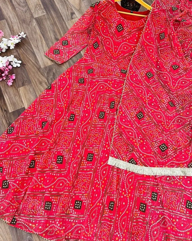 Shiv Vol 114 Pink Delta Silk Bandhani Printed Gown
