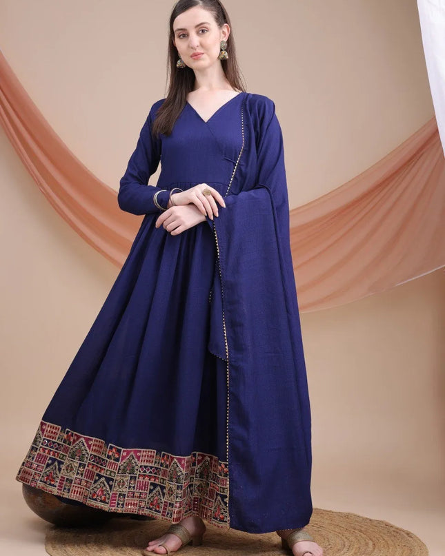 Shiv Vol 115 Blue Vichitra Silk Embroidery Gown