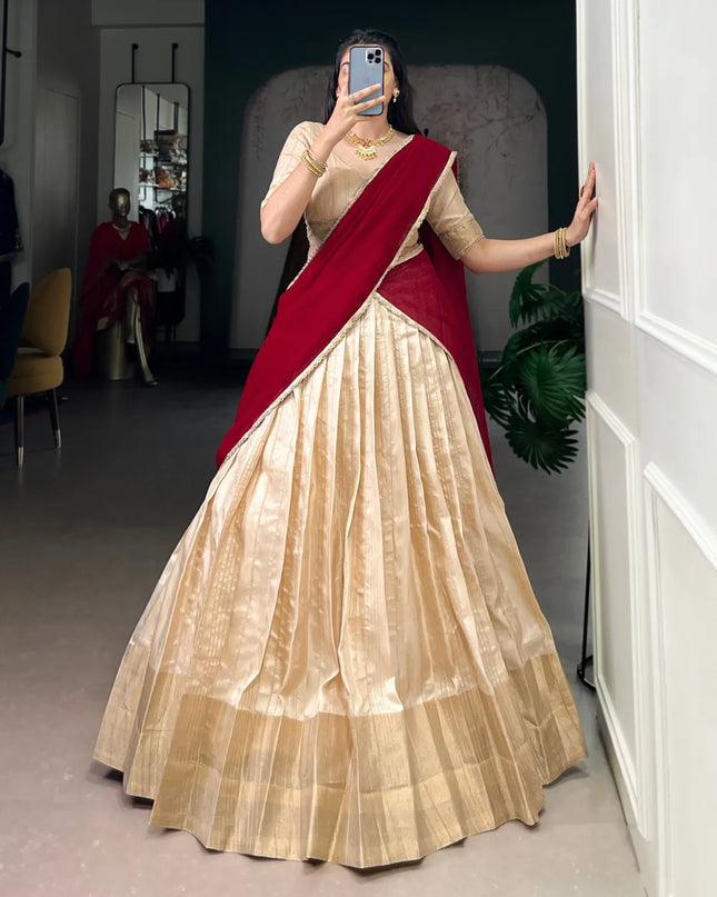 WMN 1031 Handloom Zari Waving Work Lehenga Choli