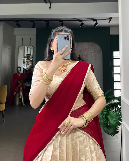 WMN 1031 Handloom Zari Waving Work Lehenga Choli