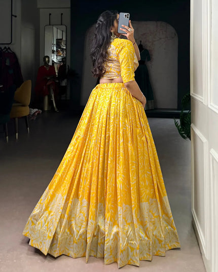 WMN 1127 Tasar Silk Printed Haldi Occasion Lehenga Choli