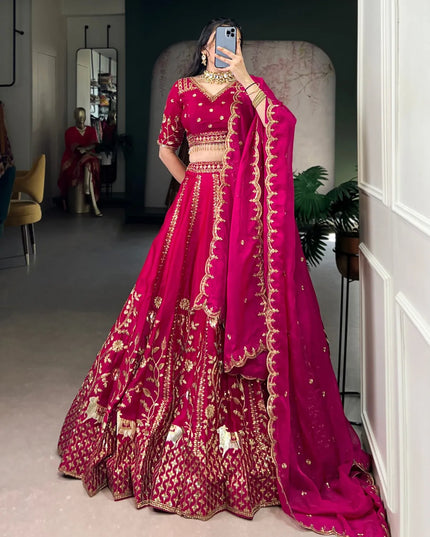 WMN 1459 Natural Silk Sequins Thread Lehenga Choli