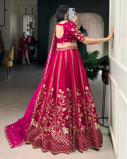 WMN 1459 Natural Silk Sequins Thread Lehenga Choli