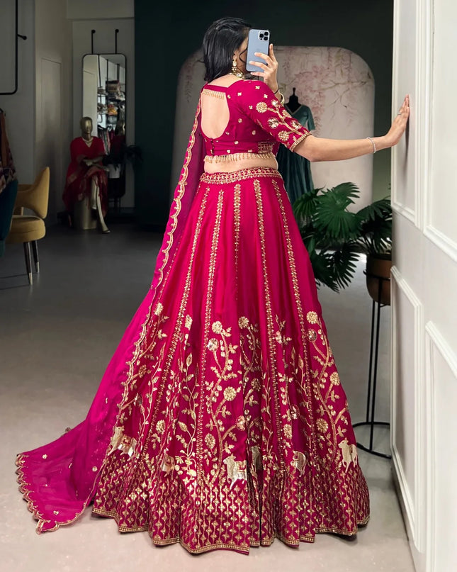 WMN 1459 Natural Silk Sequins Thread Lehenga Choli