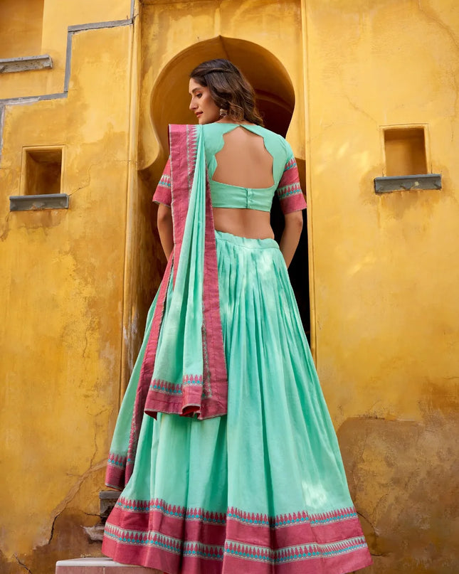 WMN 1901 Pure Chanderi Thread Work Lehenga Choli Collection