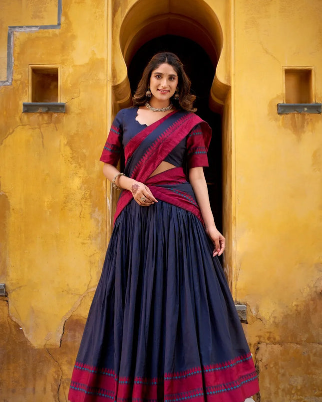 WMN 1901 Pure Chanderi Thread Work Lehenga Choli