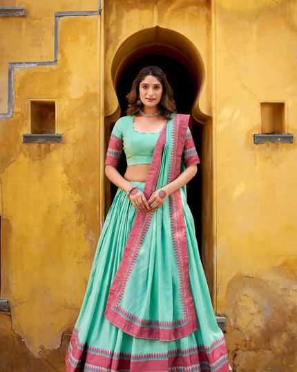 WMN 1901 Pure Chanderi Thread Work Lehenga Choli Collection