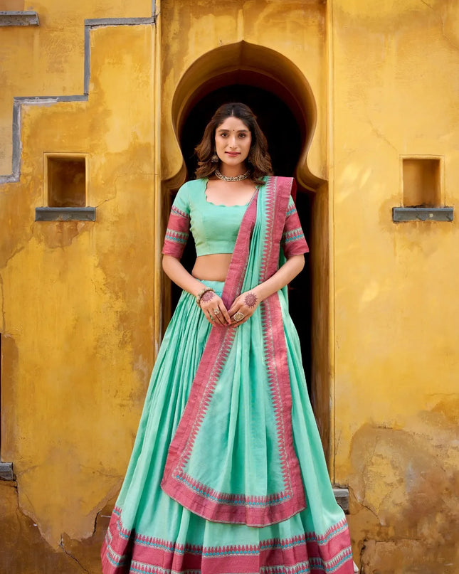 WMN 1901 Pure Chanderi Thread Work Lehenga Choli Collection