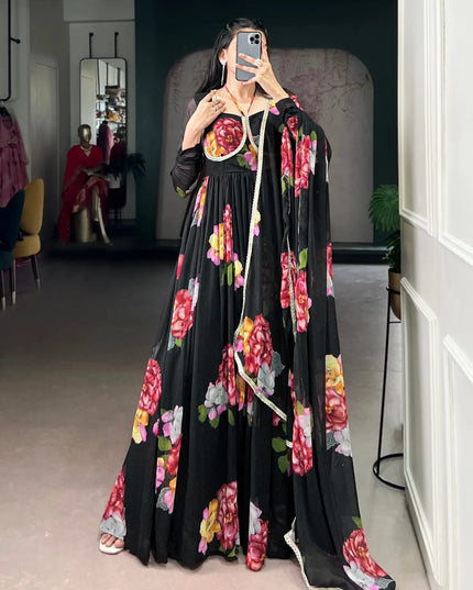 WMN 5103 Chiffon Floral Printed Gown Festival Collection