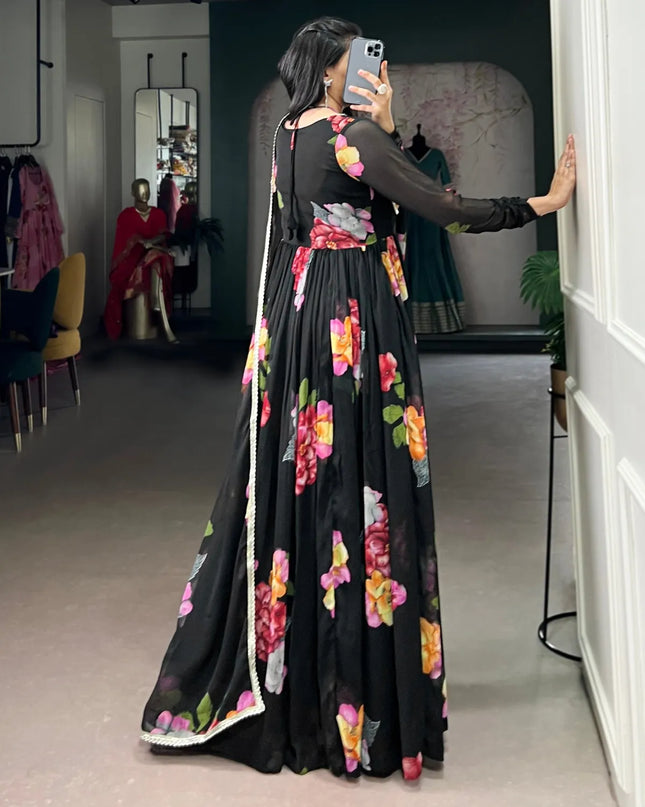WMN 5103 Chiffon Floral Printed Gown Festival Collection
