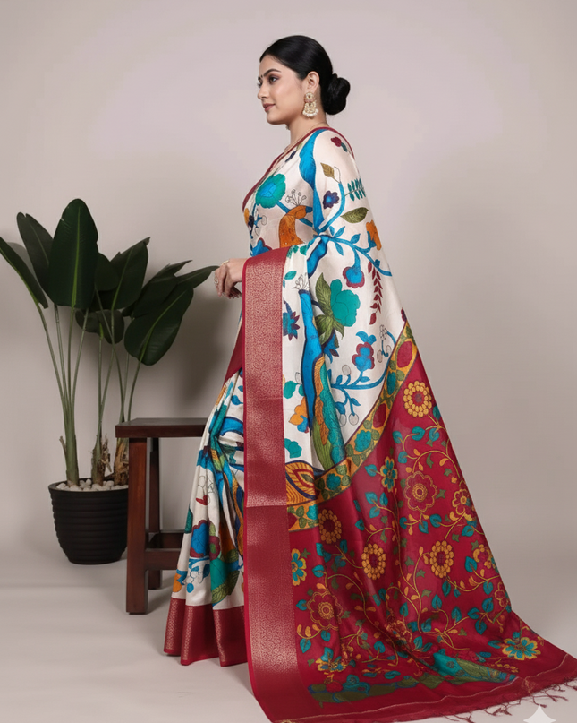 WMN  Tussar Silk Saree Online Maroon