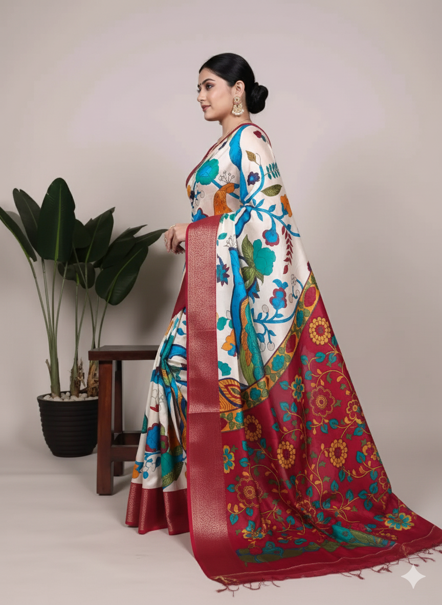 WMN  Tussar Silk Saree Online Maroon