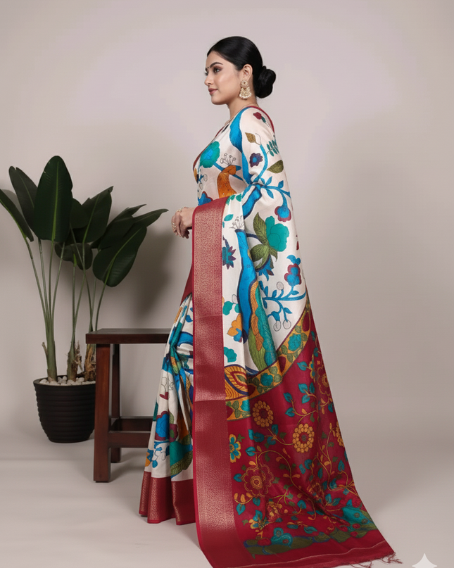 WMN  Tussar Silk Saree Online Maroon