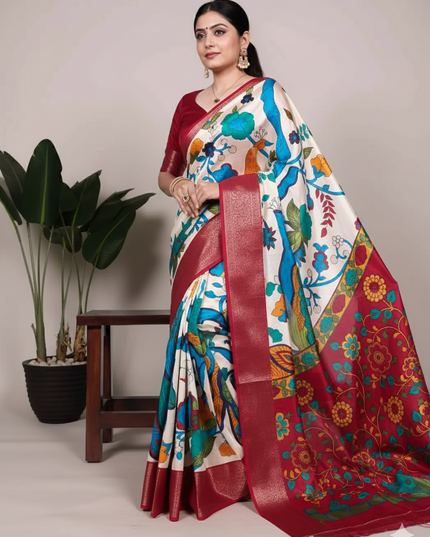 WMN  Tussar Silk Saree Online Maroon