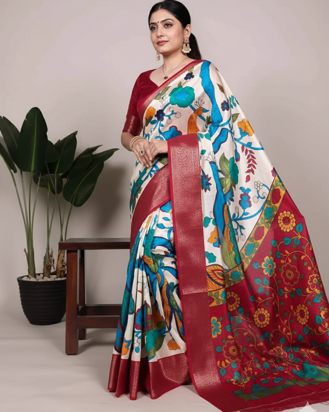 WMN  Tussar Silk Saree Online Maroon
